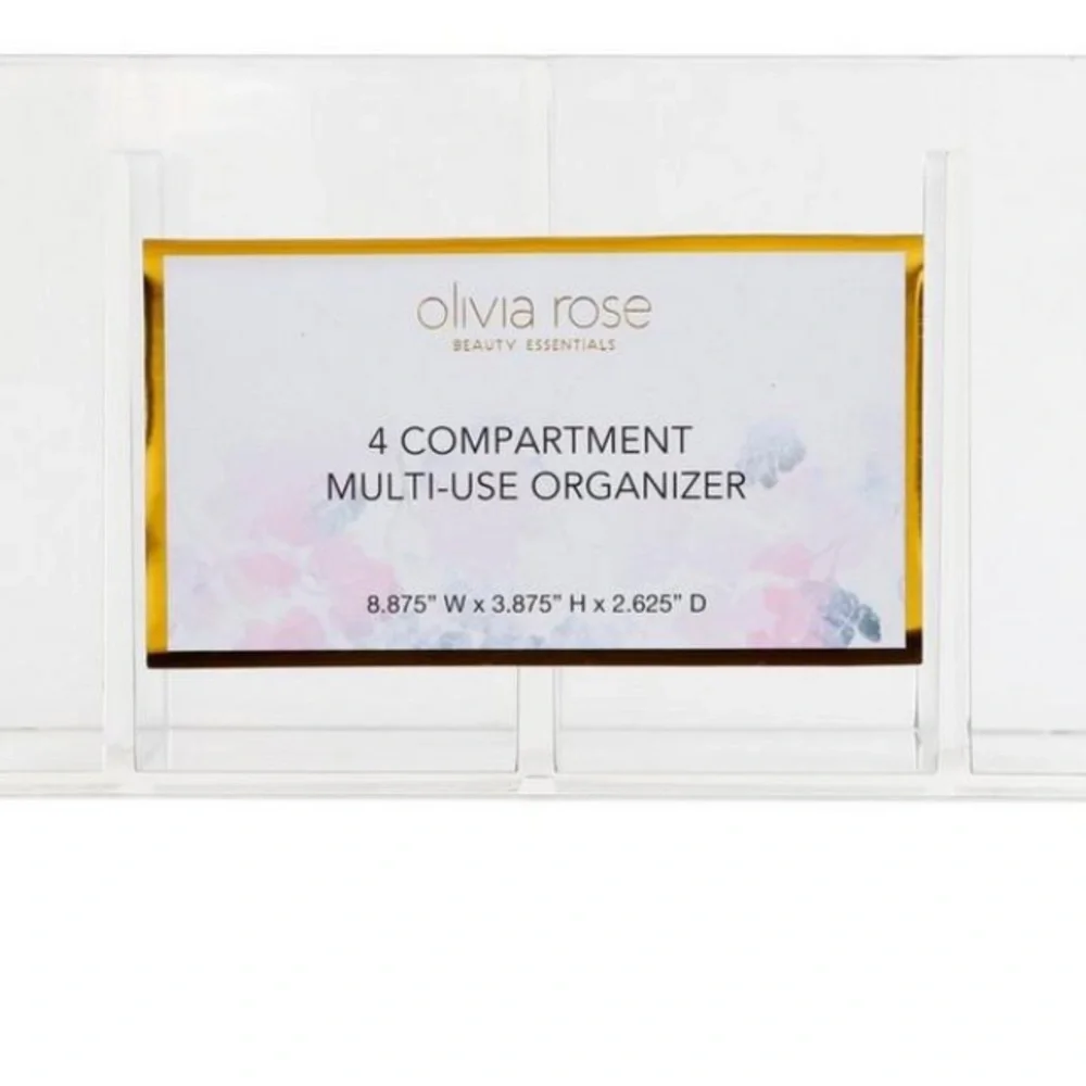 Olivia Rose 4 Compartment Multi-Use Clear Cosmetic Organizer NWT